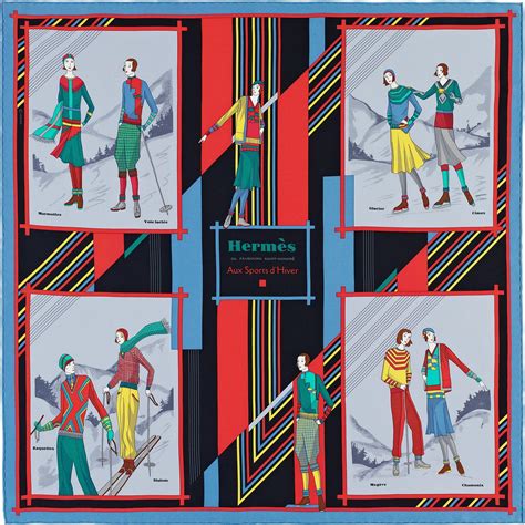 hermes scarf aux sports d'hiver|Aux sports d'hiver yellow, black .